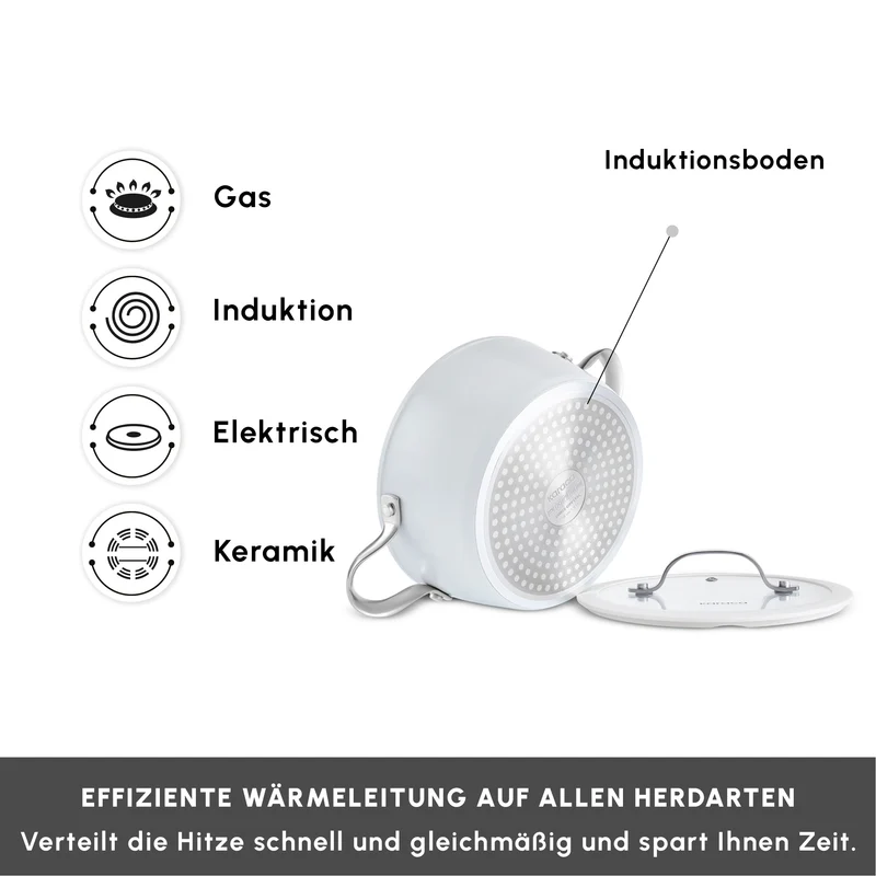 Karaca Swiss Crystal Almond Cream Kasserolle mit Edelstahlgriff 24 cm