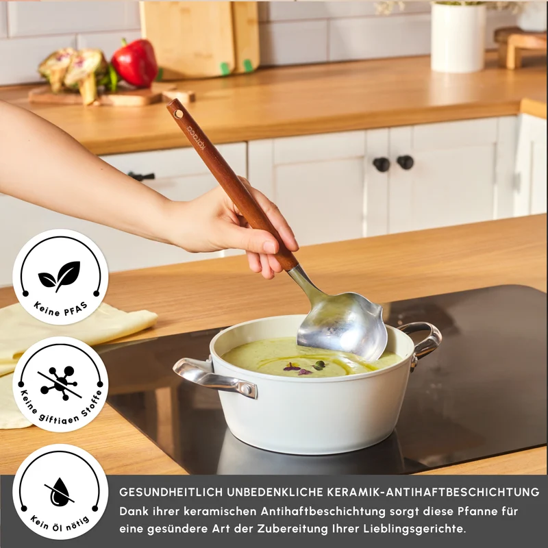 Karaca Swiss Crystal Almond Cream Kasserolle mit Edelstahlgriff 18 cm