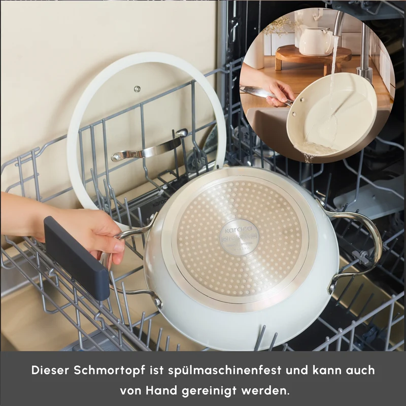 Karaca Swiss Crystal Almond Cream Kasserolle mit Edelstahlgriff 18 cm