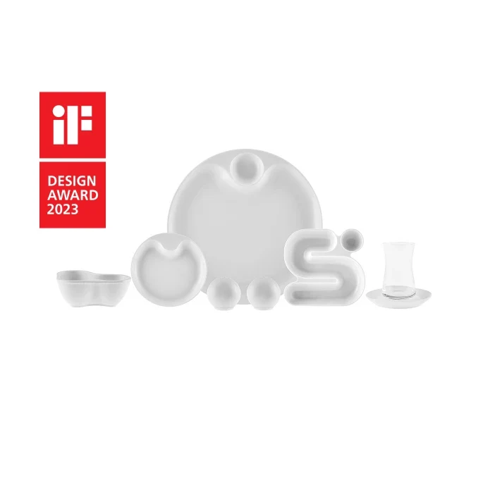 Karaca Streamline Salsa Fine Bone 6 Personen Frühstücksset und Servierschalen, 26 Teilig