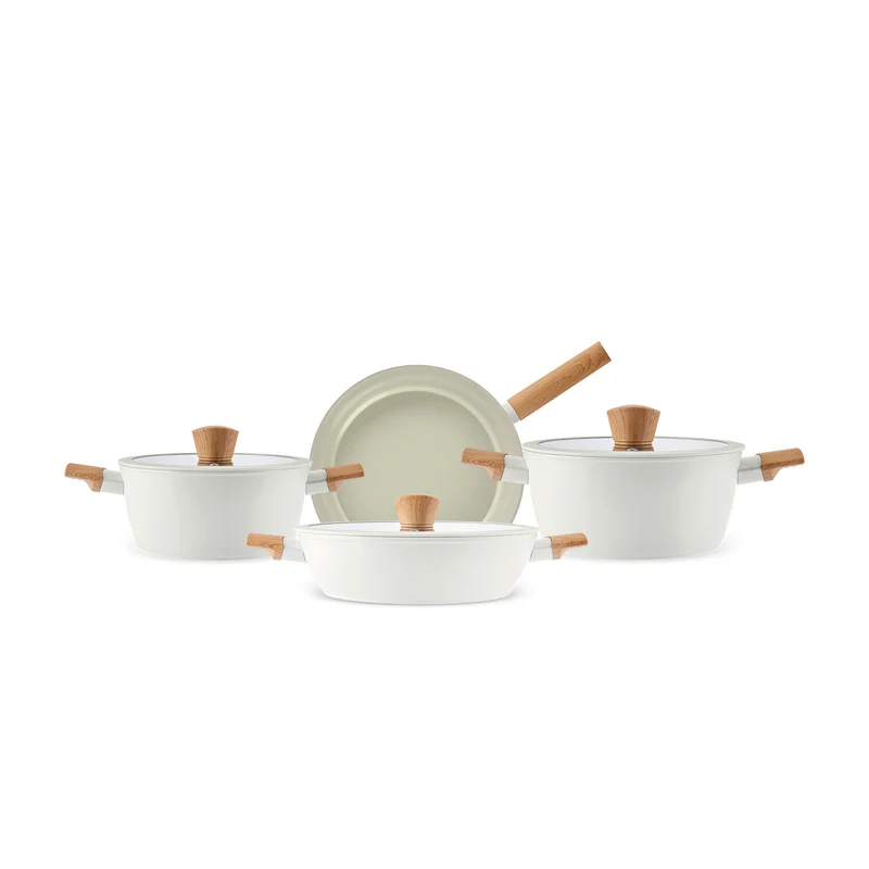 Karaca Swiss Crystal Almond Cream Induktionsfähiges 7-teiliges Töpfe-Set