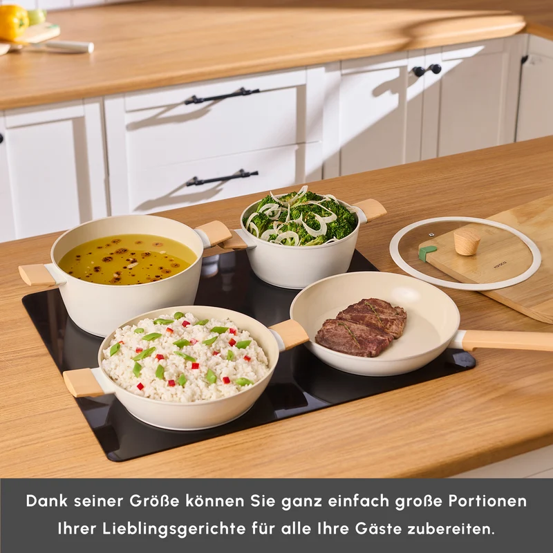 Karaca Swiss Crystal Almond Cream Induktionsfähiges 7-teiliges Töpfe-Set