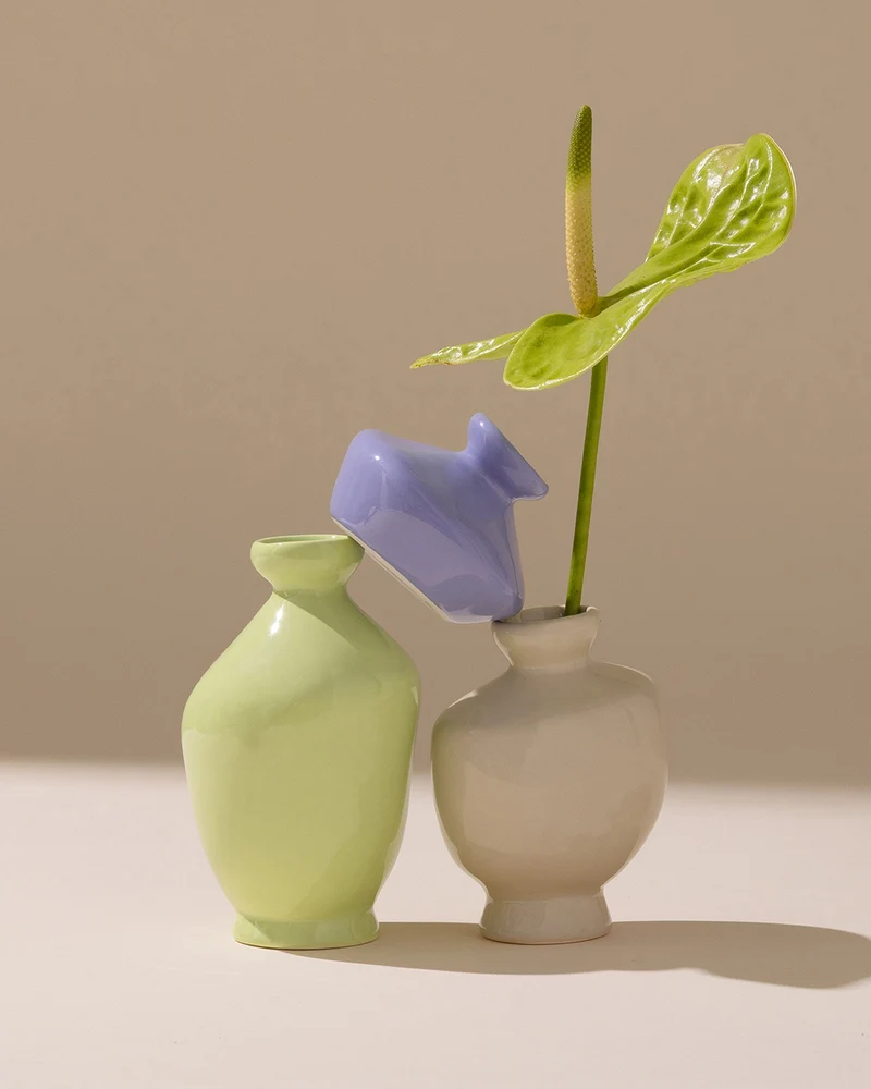 Mino Vase S 3er-Set cornflower sand lime