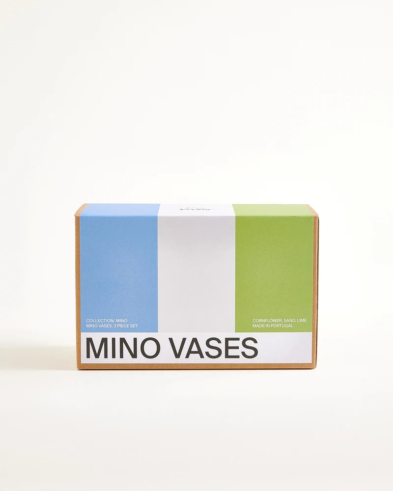 Mino Vase S 3er-Set cornflower sand lime