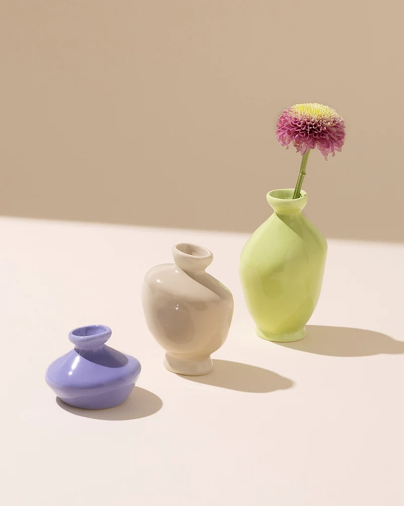 Mino Vase S 3er-Set cornflower sand lime