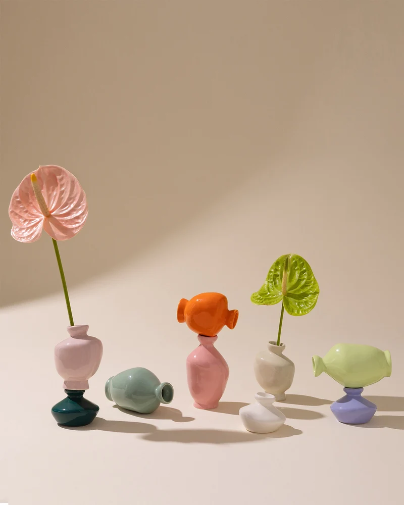 Mino Vase S 3er-Set cornflower sand lime