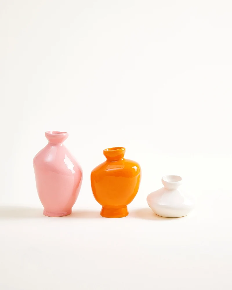 Mino Vase S 3er-Set sand orange rosa