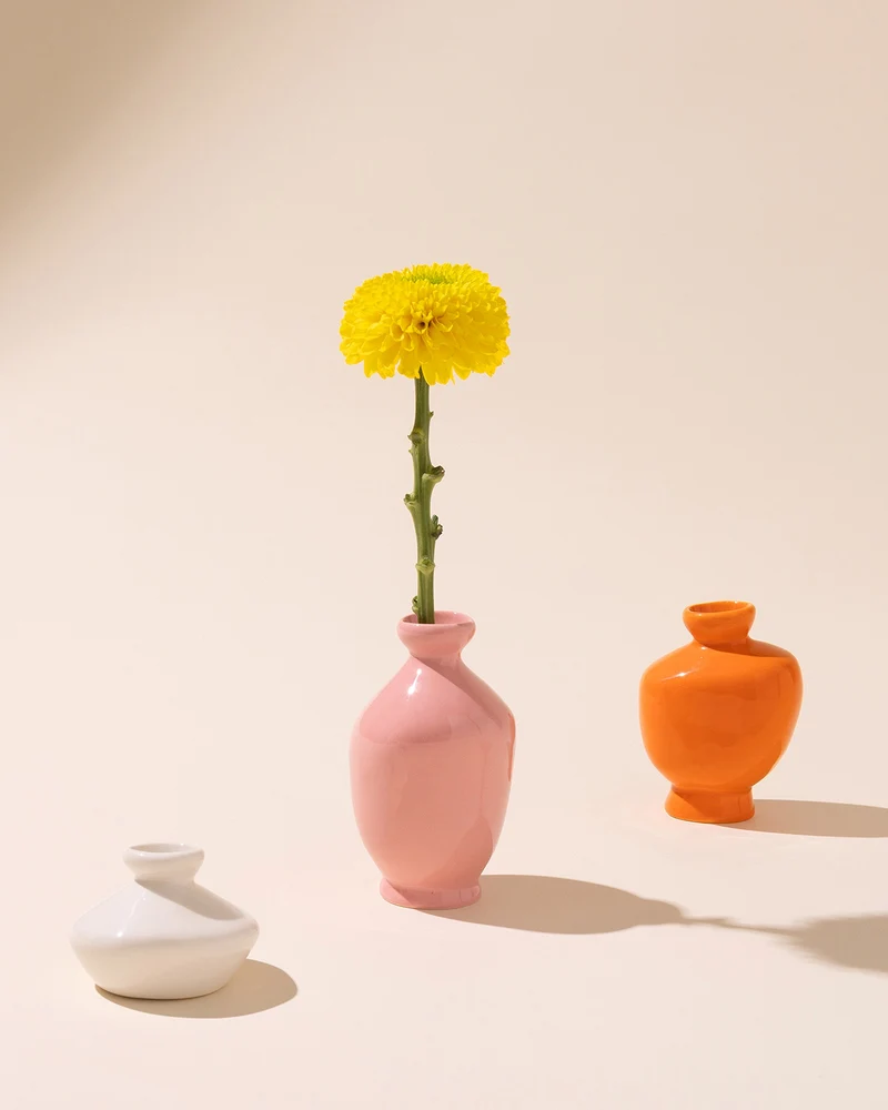 Mino Vase S 3er-Set sand orange rosa