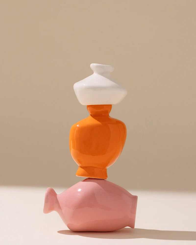 Mino Vase S 3er-Set sand orange rosa