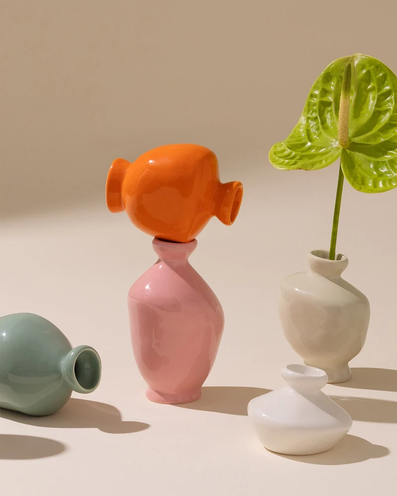 Mino Vase S 3er-Set sand orange rosa