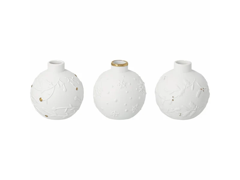räder Vase Winterkugel weiß Set3