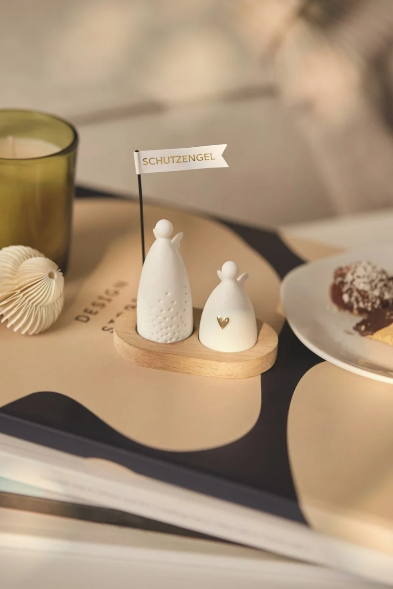 räder Weihnachtsgruß Schutzengel weiß 8cm Set3