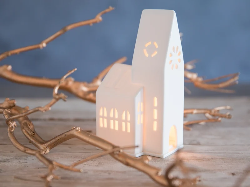 räder Lichthaus Kirche weiß 23cm
