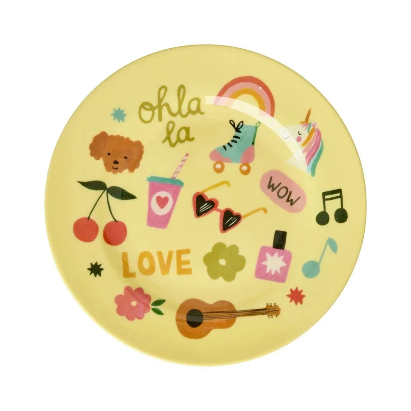 rice Rund Kinderteller Hellbelb- Unicorn Love Print