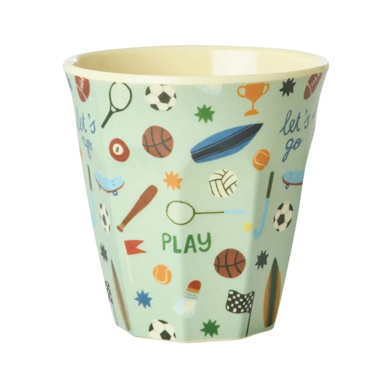 rice mittelgroßer Kinderbecher Hellgrün - Sports Print