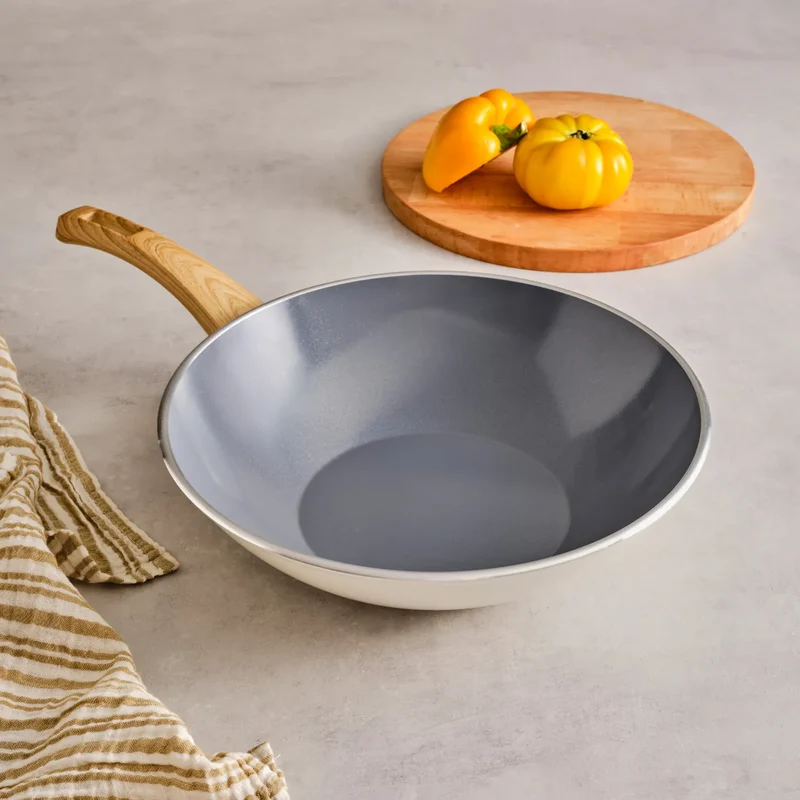 Karaca Swiss Crystal 28 Cm Induktion Wok-Pfanne, Creme