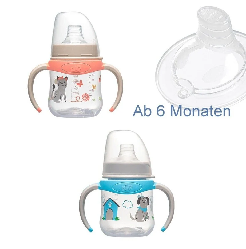Nip Kinder Trinkflasche Cup 150ml PP mit Griffen & 6m+ Silikon Tülle