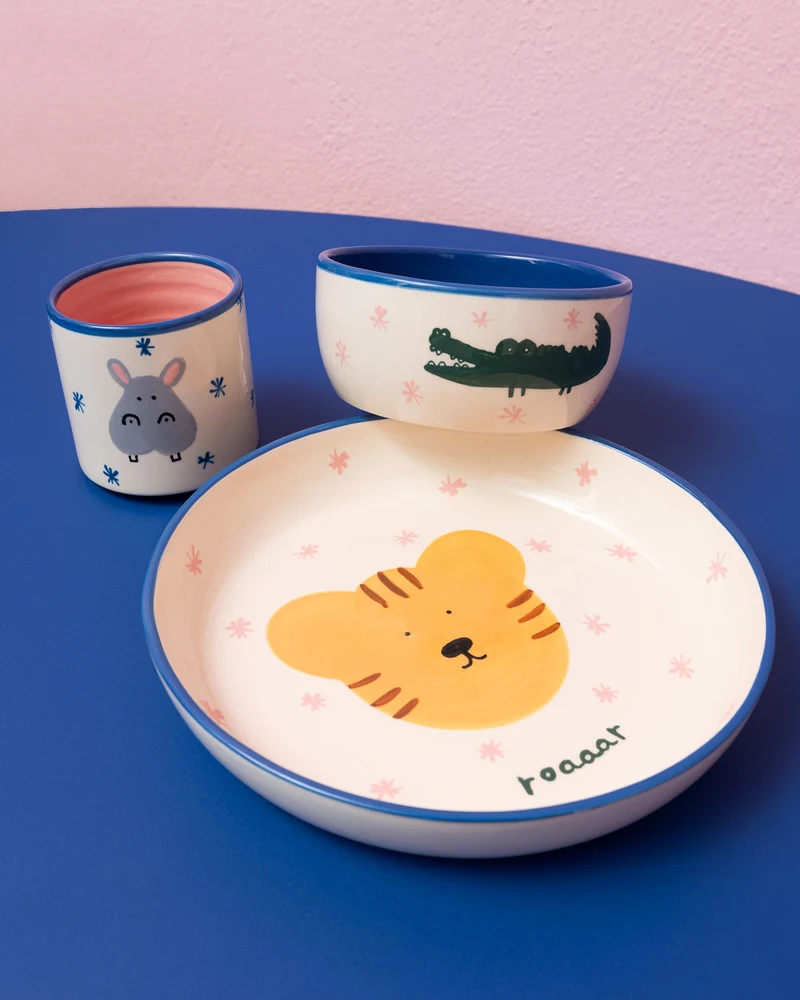 Miio Miini Geschirr-Set weiß blau 3-teilig