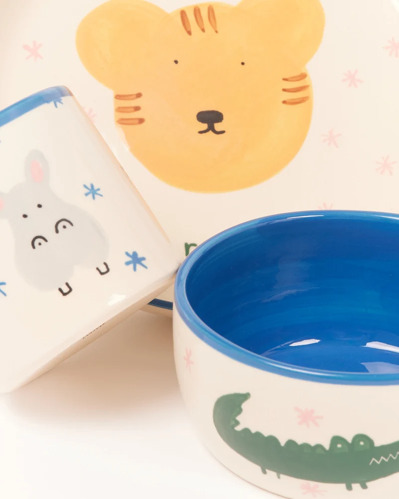 Miio Miini Geschirr-Set weiß blau 3-teilig
