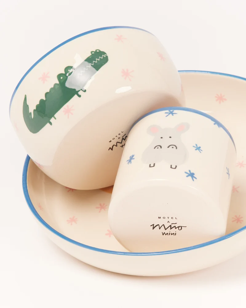 Miio Miini Geschirr-Set weiß blau 3-teilig