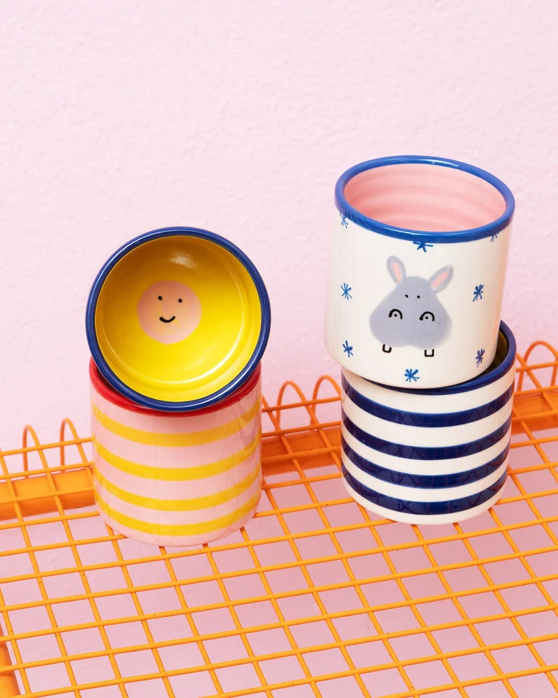 Miio Miini Becher groß Happy weiß blau