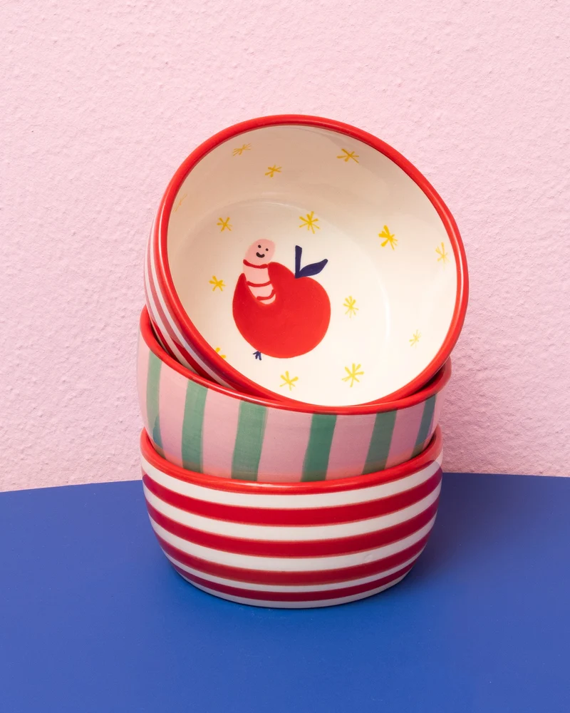 Miio Miini Müslischale modern Tasty weiß rot