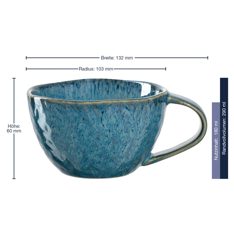 Keramiktasse MATERA 290 ml blau 4er-Set