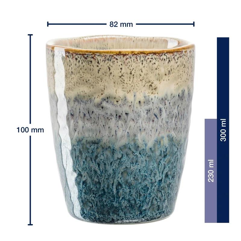 Keramikbecher MATERA 300ml beige/anthrazit/blau 4er-Set