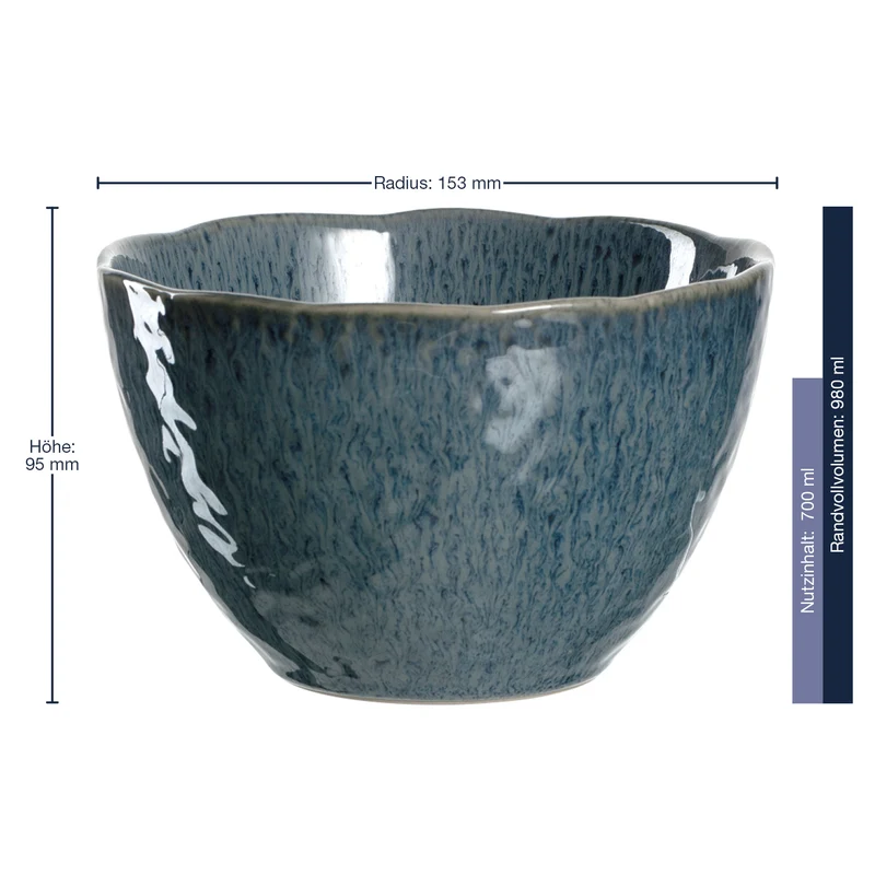 Keramikschale MATERA 15 cm blau 6er-Set