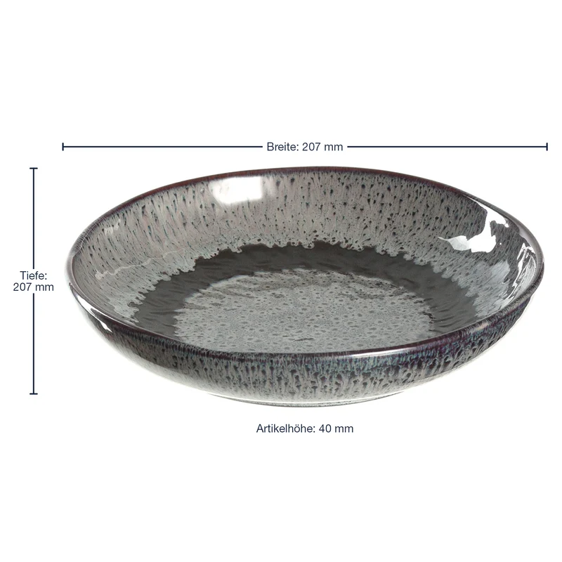 Keramikteller MATERA 21 cm anthrazit tief 6er-Set