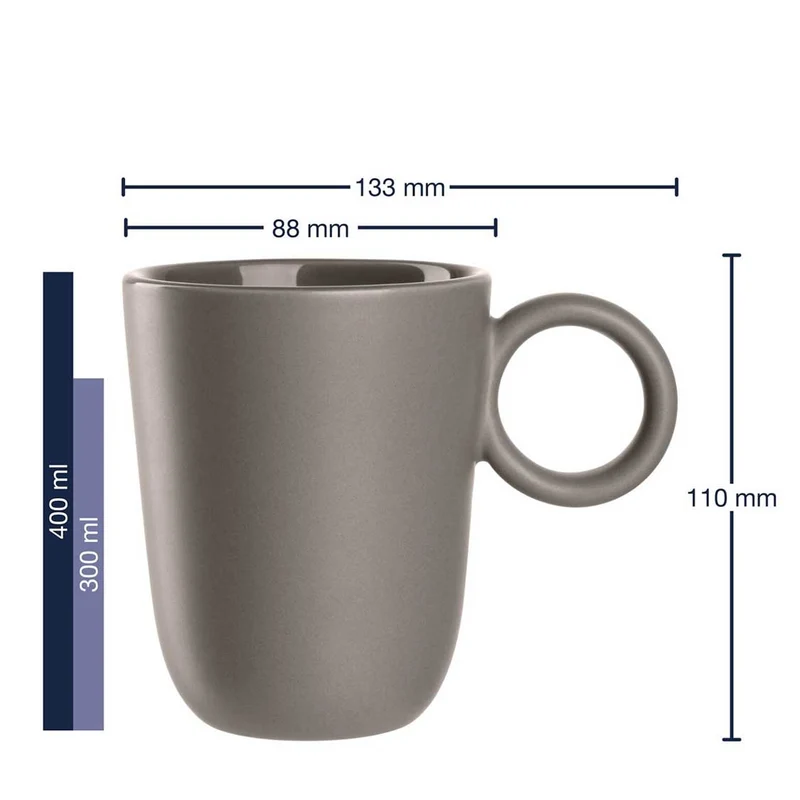 Keramiktasse ROMA 400 ml taupe 6er-Set