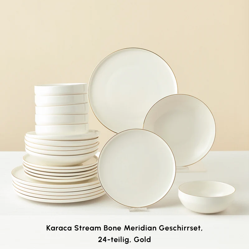 Karaca Stream Bone Meridian Geschirrset, 24-teilig, Gold