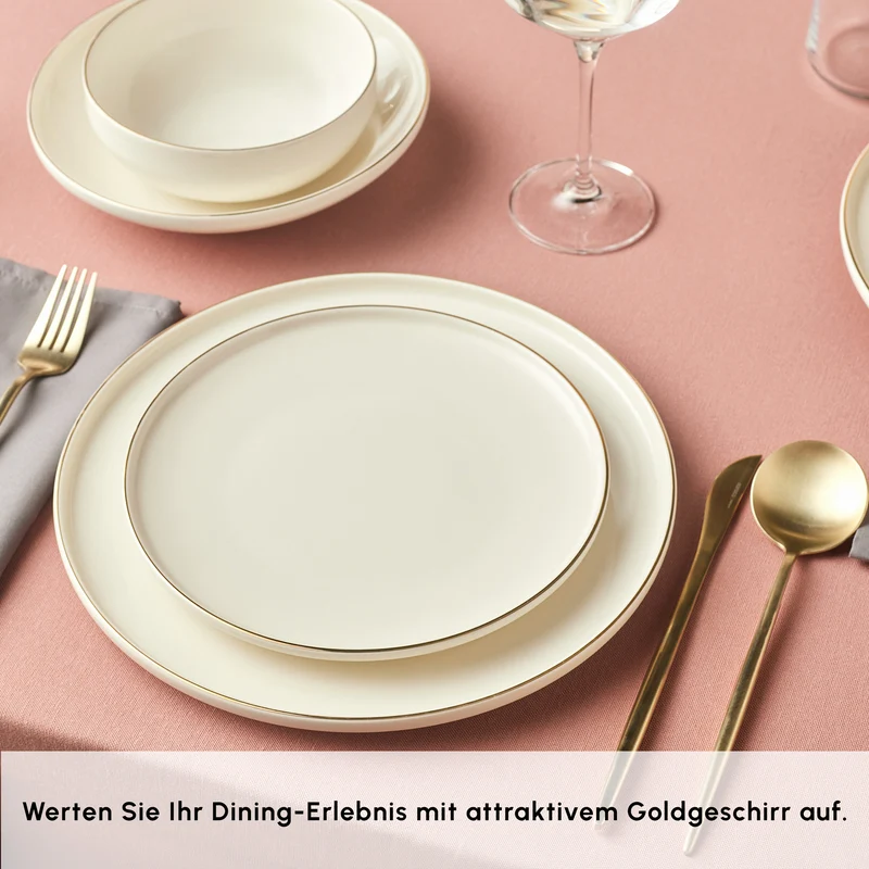 Karaca Stream Bone Meridian Geschirrset, 24-teilig, Gold