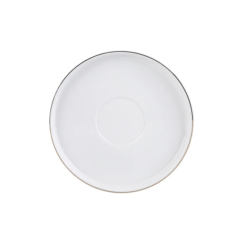 Karaca Saturn 4-teiliges Porzellan-Teetassen- und Untertassen-Set für 2 Personen, 200 ml, Gold Weiß