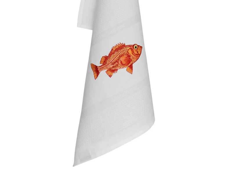 Vista Portuguese Geschirrtuch Redfish weiß 50x70cm