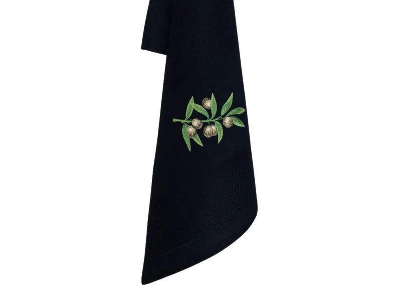 Vista Portuguese Geschirrtuch Olive schwarz 50x70cm