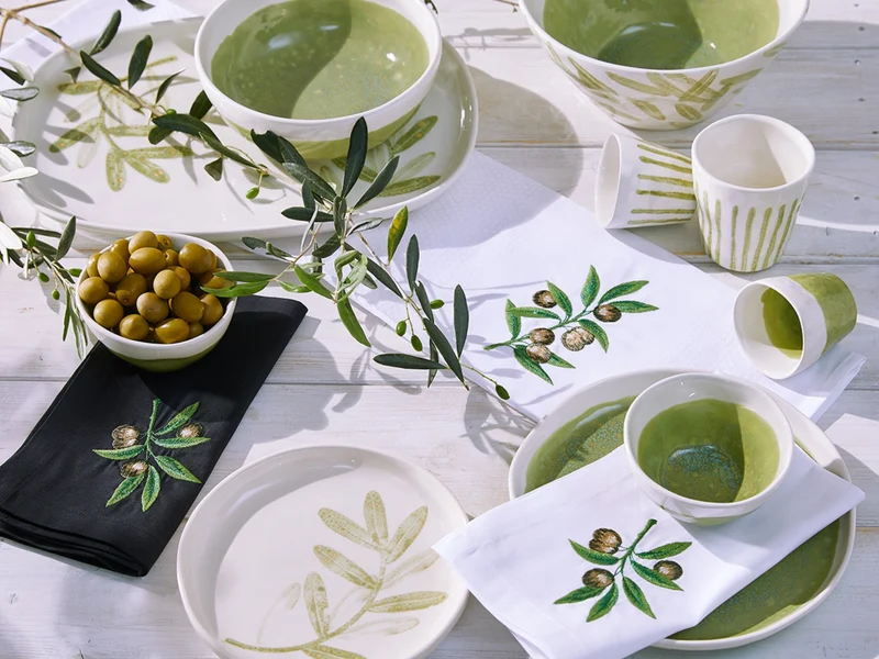 Vista Portuguese Geschirrtuch Olive schwarz 50x70cm