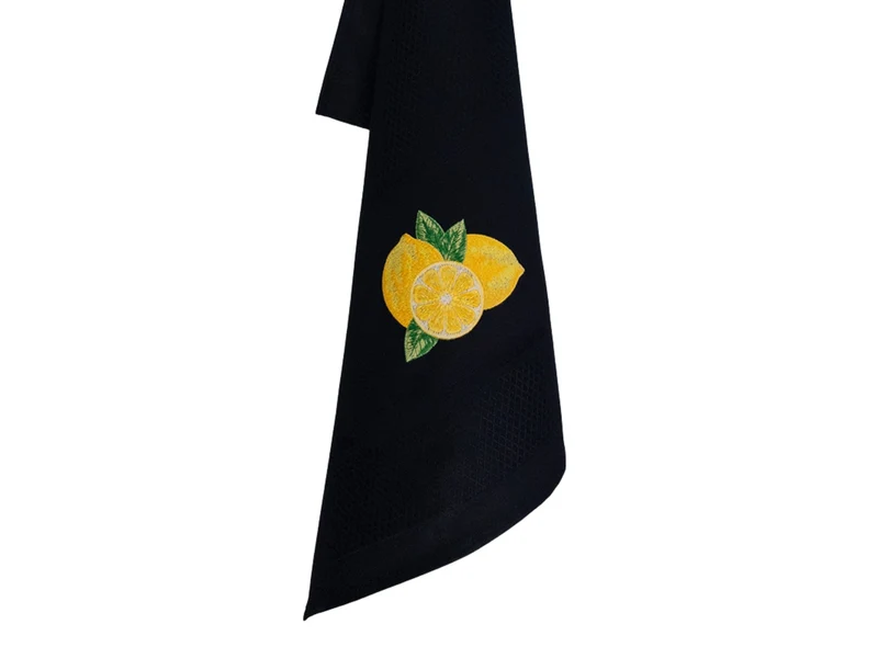 Vista Portuguese Geschirrtuch Lemon schwarz 50x70cm