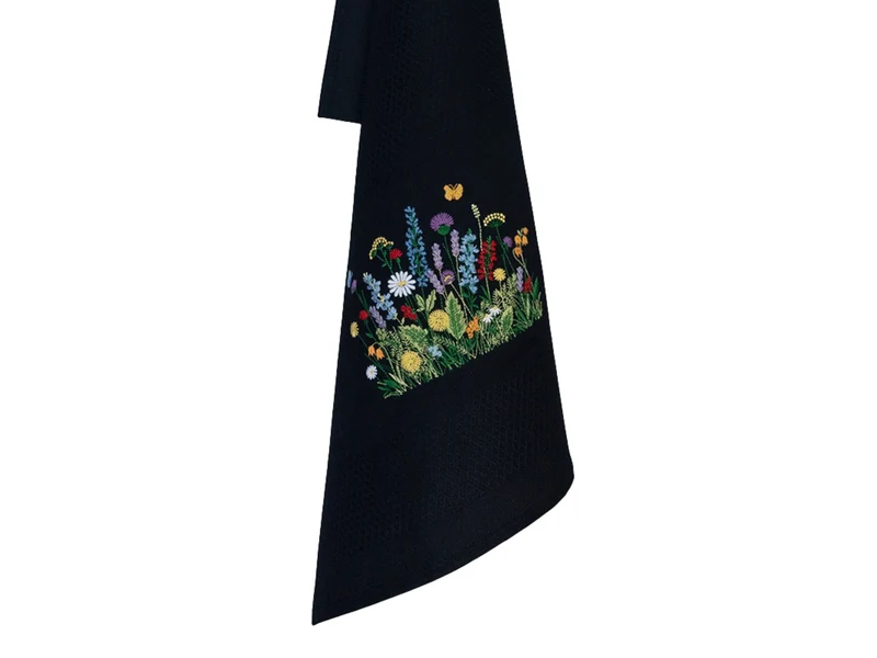 Vista Portuguese Geschirrtuch Flower Meadow schwarz 50x70cm