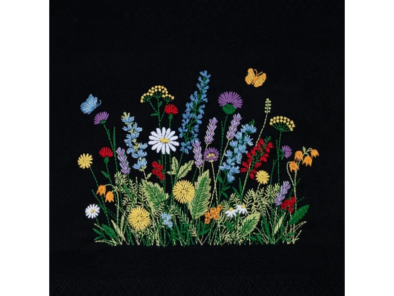 Vista Portuguese Geschirrtuch Flower Meadow schwarz 50x70cm