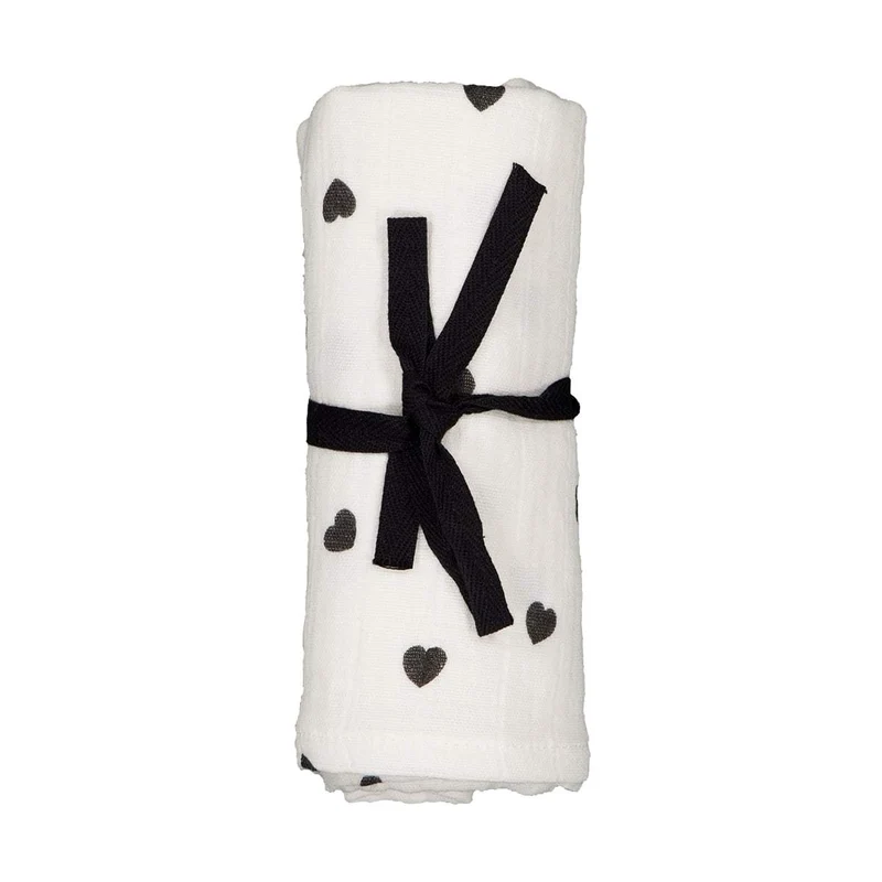 Großes Mulltuch "Bianca Swaddle Black Heart Snow White"