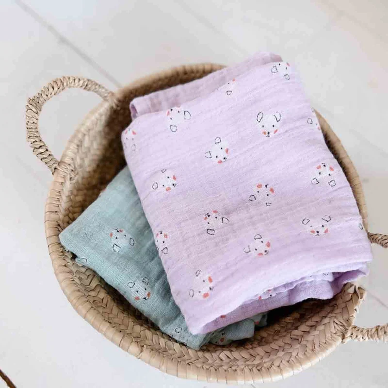 Mulltuch "Bianca Swaddle Teddy Blush Blue"