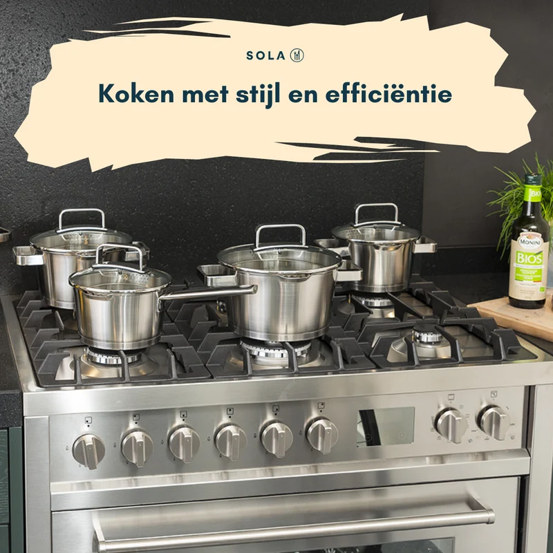 Sola Topfset Diamond 4-teilig – Edelstahl – downdraft-geeignet – Kochtöpfe Ø 16, 18, 20 cm & Stieltopf Ø 16 cm – geeignet für alle Herdarten