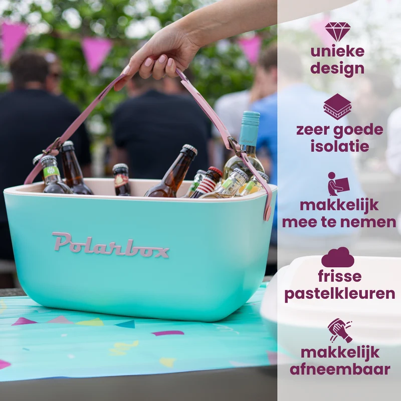 Polarbox Kühlbox mit Schultergurt - Lime Lilac - 20 Liter
