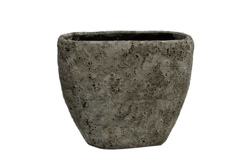 Vase Lava oval 41x17x37cm Stein Grau