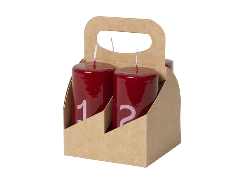 Broste Copenhagen Advent glänzendes Kalenderlicht burgundy/white 10cm Set4