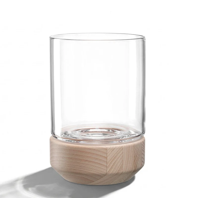 Windlicht auf Holzsockel LEGNO 21 cm