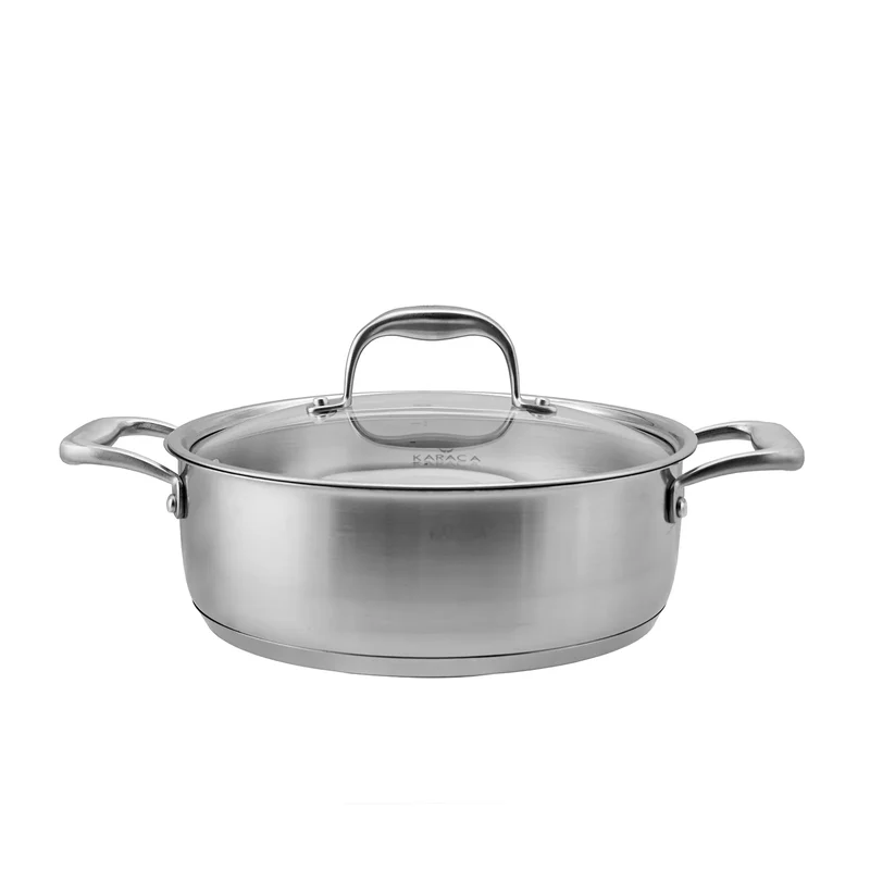 Karaca PowerSteel Pro Tottori Schmorpfanne aus Edelstahl 24 cm 3,40 Lt.