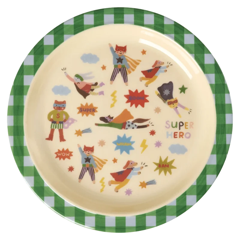 rice Kinderteller Green Hero Print