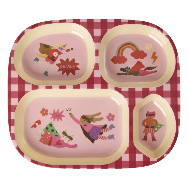 rice Kinderteller 4er Hero Print Pink